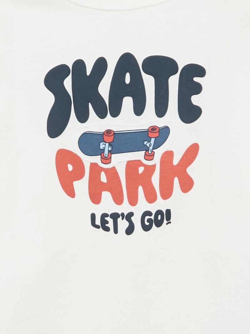 T-shirt imprimé fantaisie à manches longues Blanc - Kiabi