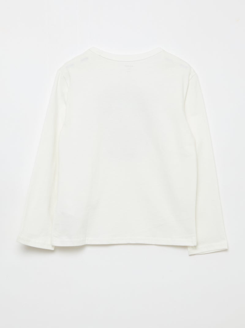 T-shirt imprimé fantaisie à manches longues Blanc - Kiabi