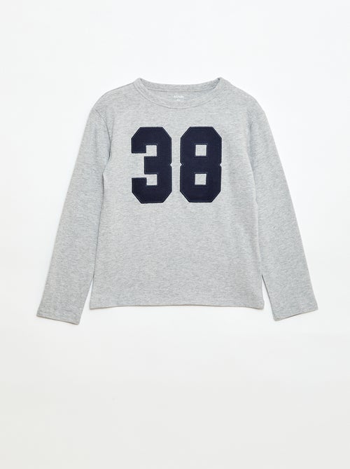 T-shirt imprimé fantaisie à manches longues - Kiabi