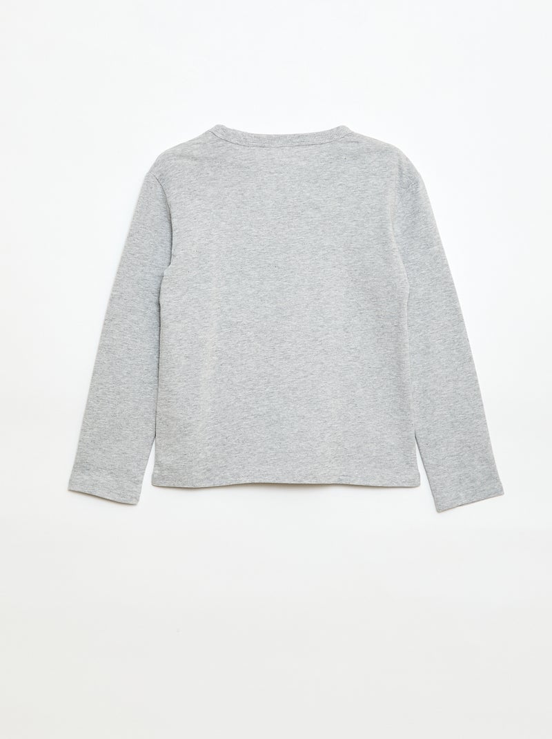 T-shirt imprimé fantaisie à manches longues Gris - Kiabi