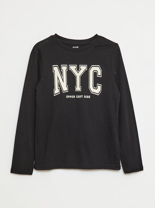 T-shirt imprimé fantaisie à manches longues - Kiabi