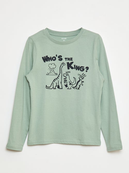 T-shirt imprimé fantaisie à manches longues - Kiabi