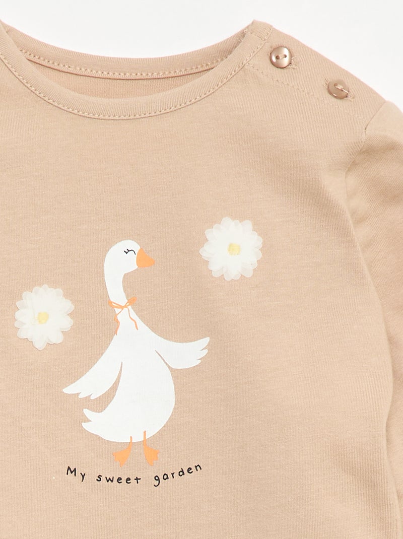 T-shirt imprimé fantaisie Beige - Kiabi