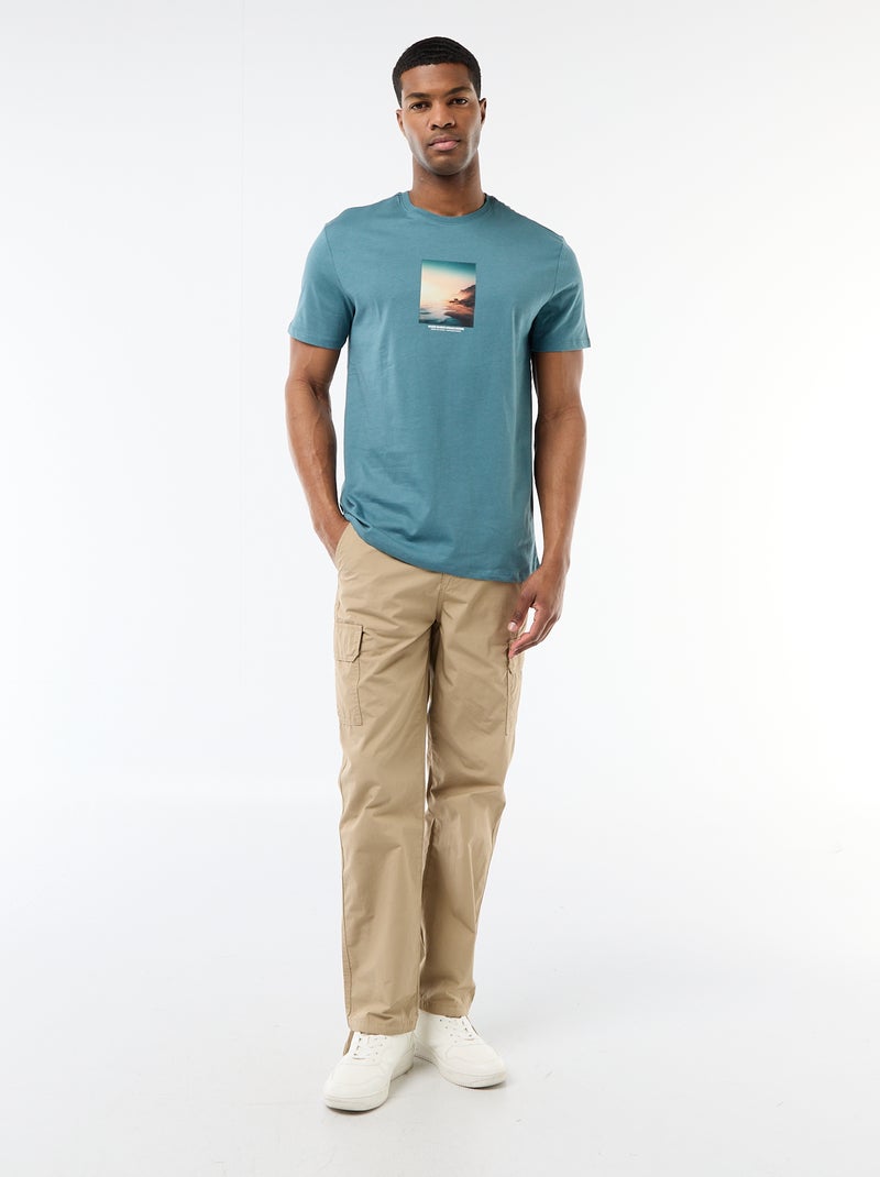 T-shirt imprimé fantaisie Bleu - Kiabi