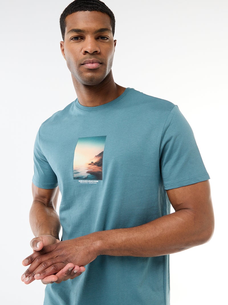 T-shirt imprimé fantaisie Bleu - Kiabi