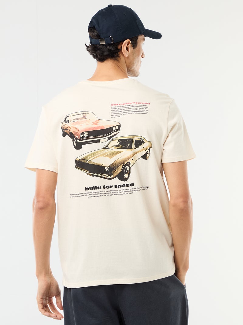 T-shirt imprimé fantaisie Ecru - Kiabi