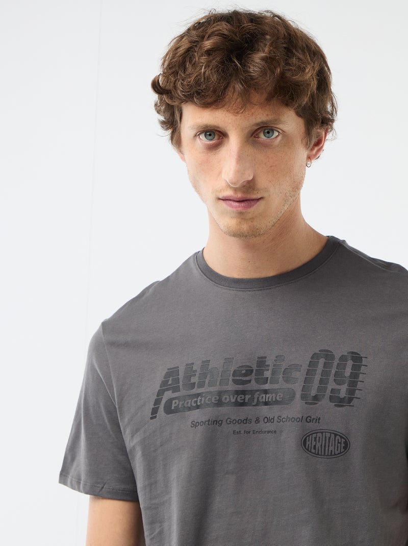 T-shirt imprimé fantaisie Gris - Kiabi