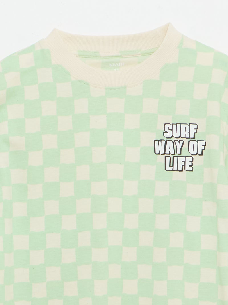 T-shirt imprimé fantaisie manches courtes Vert - Kiabi