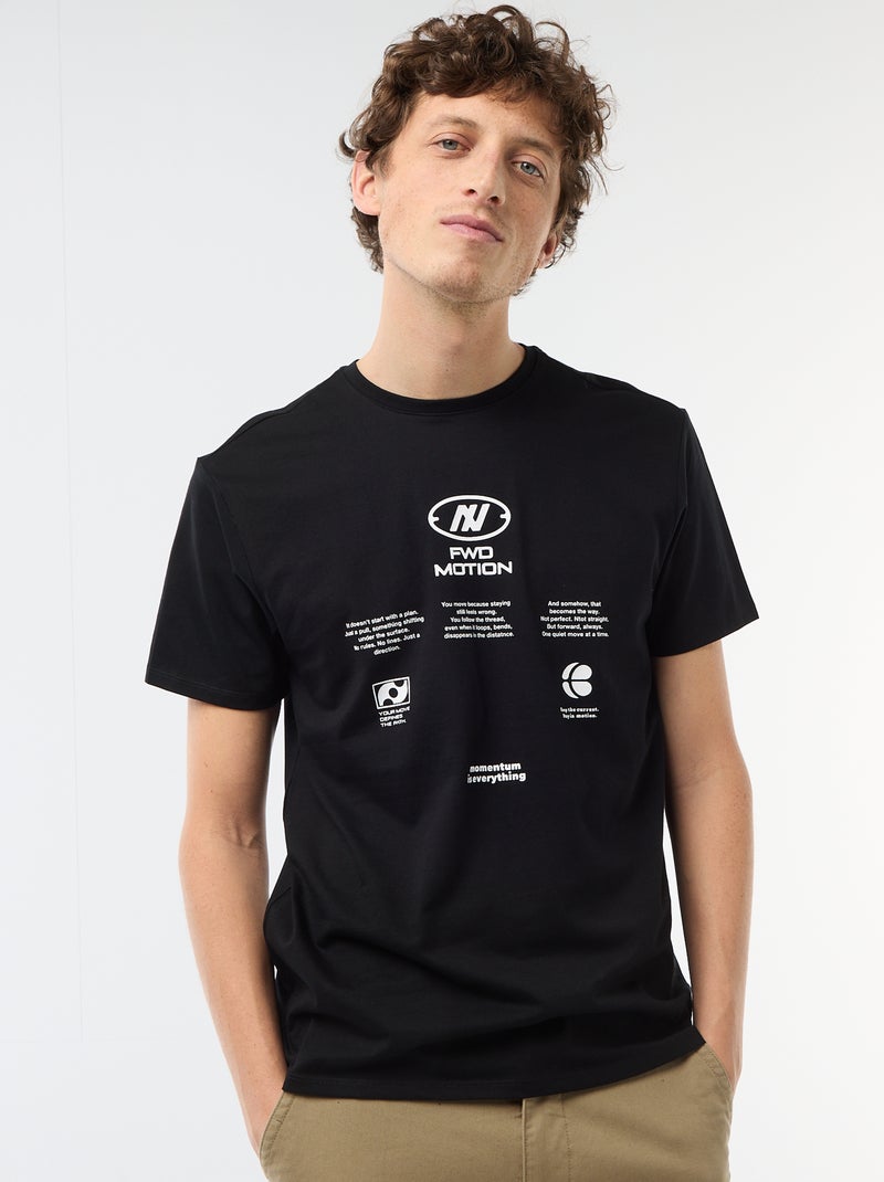 T-shirt imprimé fantaisie Noir - Kiabi