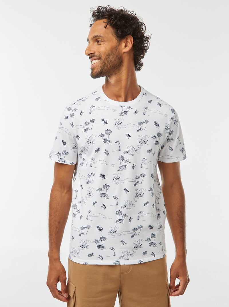 T-shirt imprimé manches courtes Blanc - Kiabi