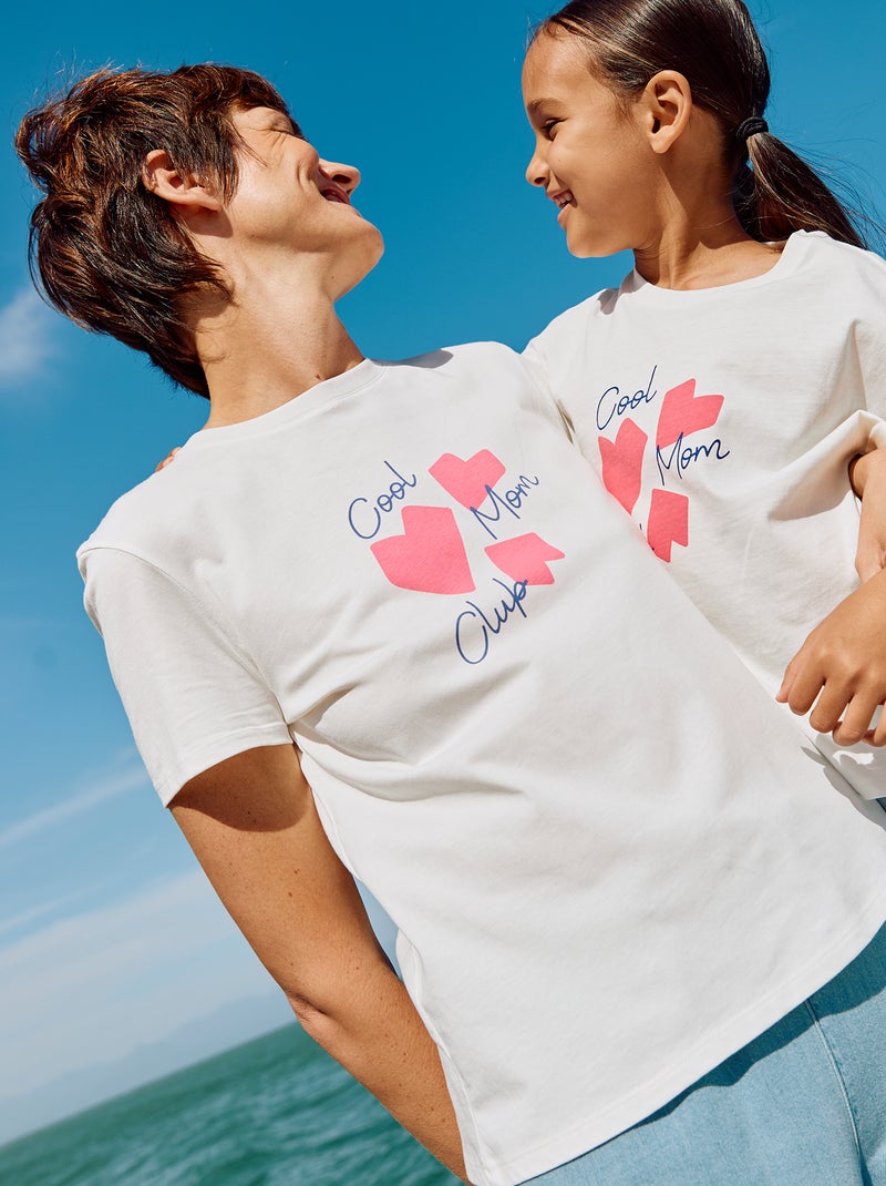 T-shirt imprimé manches courtes 'fête des mères' BLANC - Kiabi