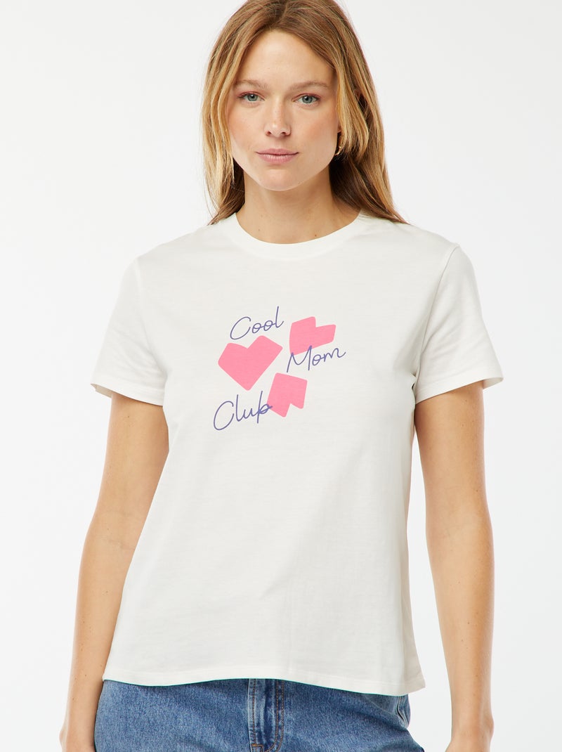 T-shirt imprimé manches courtes 'fête des mères' BLANC - Kiabi