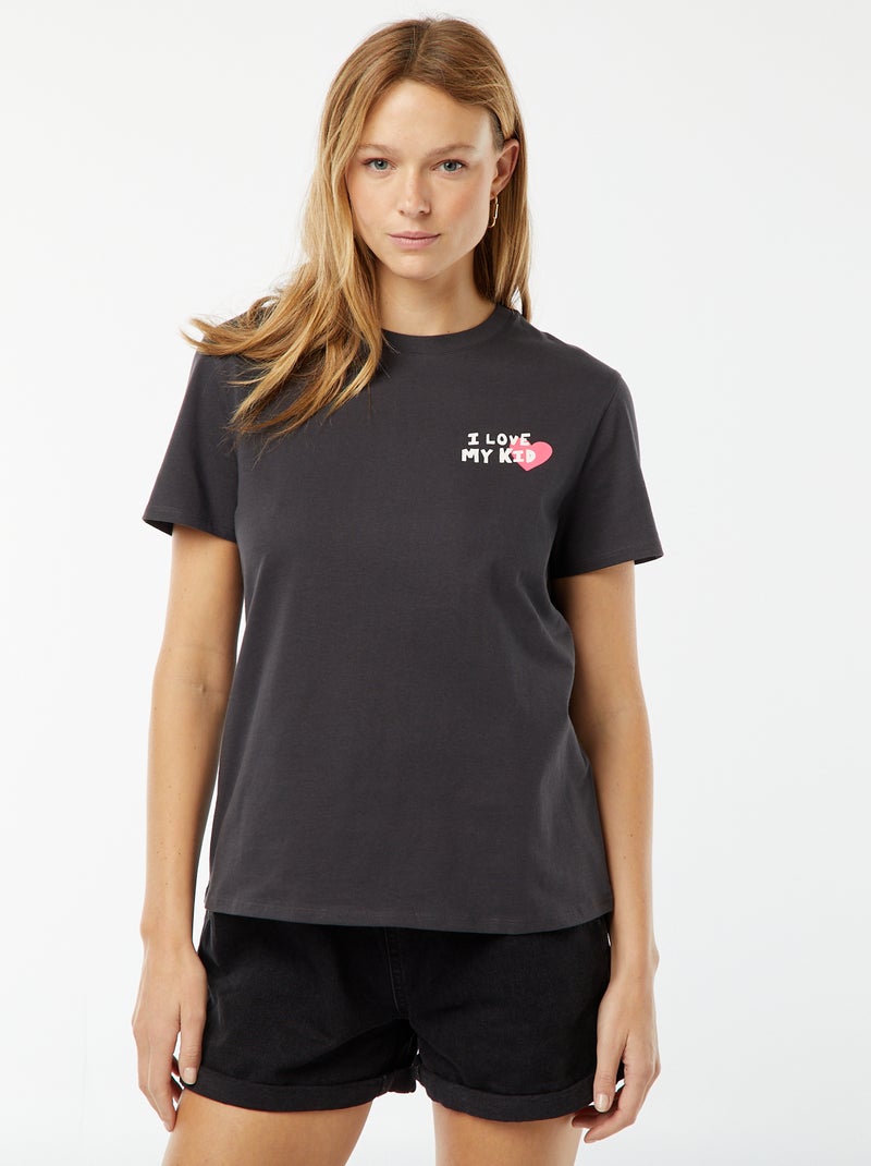 T-shirt imprimé manches courtes 'fête des mères' GRIS - Kiabi