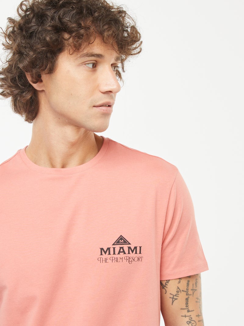 T-shirt imprimé manches courtes Orange - Kiabi