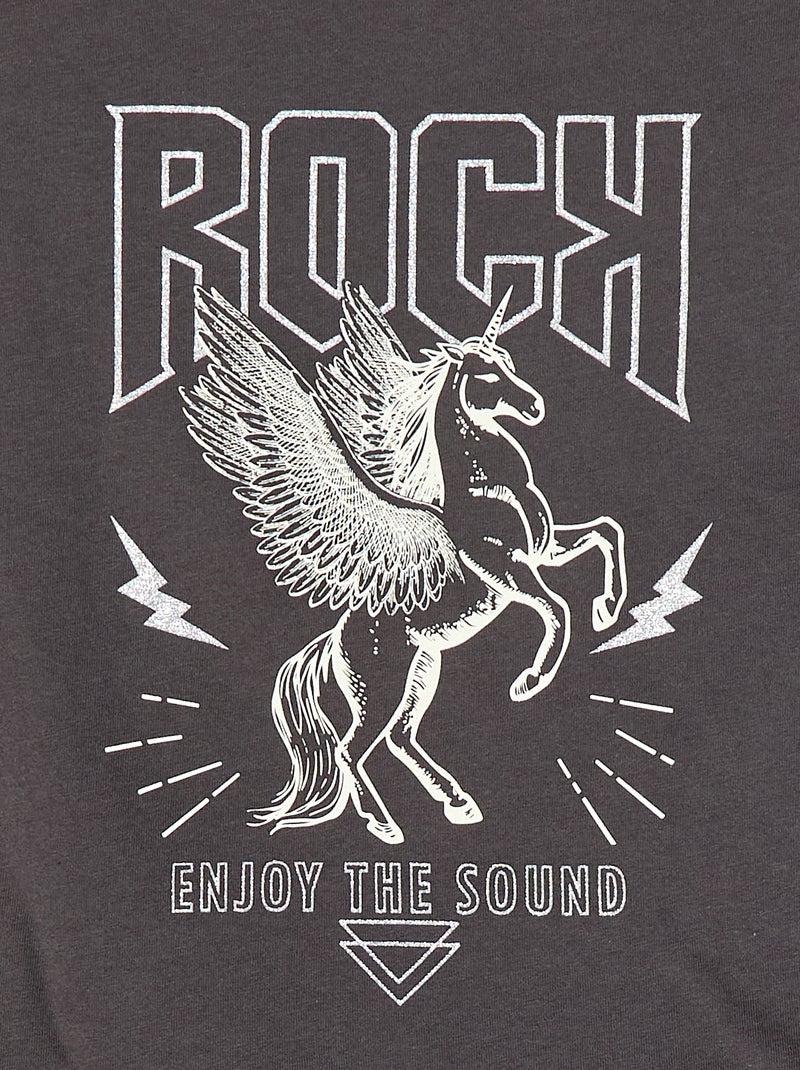 T-shirt imprimé manches longues Noir - Kiabi