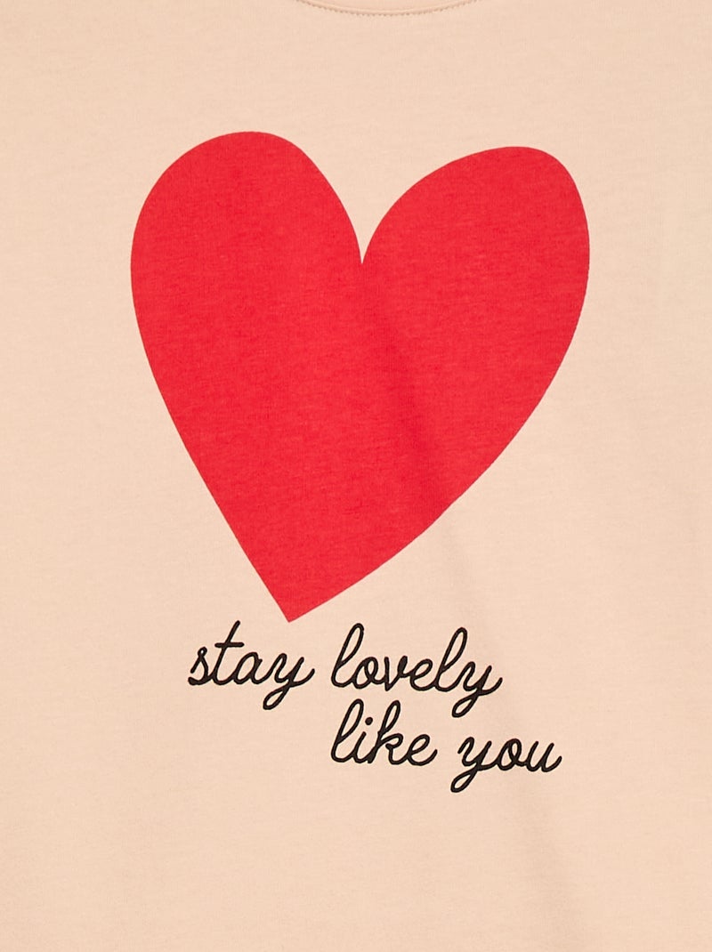 T-shirt imprimé manches longues Rose - Kiabi