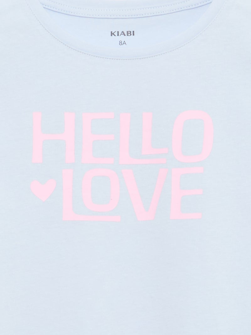 T-shirt imprimé message à manches courtes Bleu - Kiabi