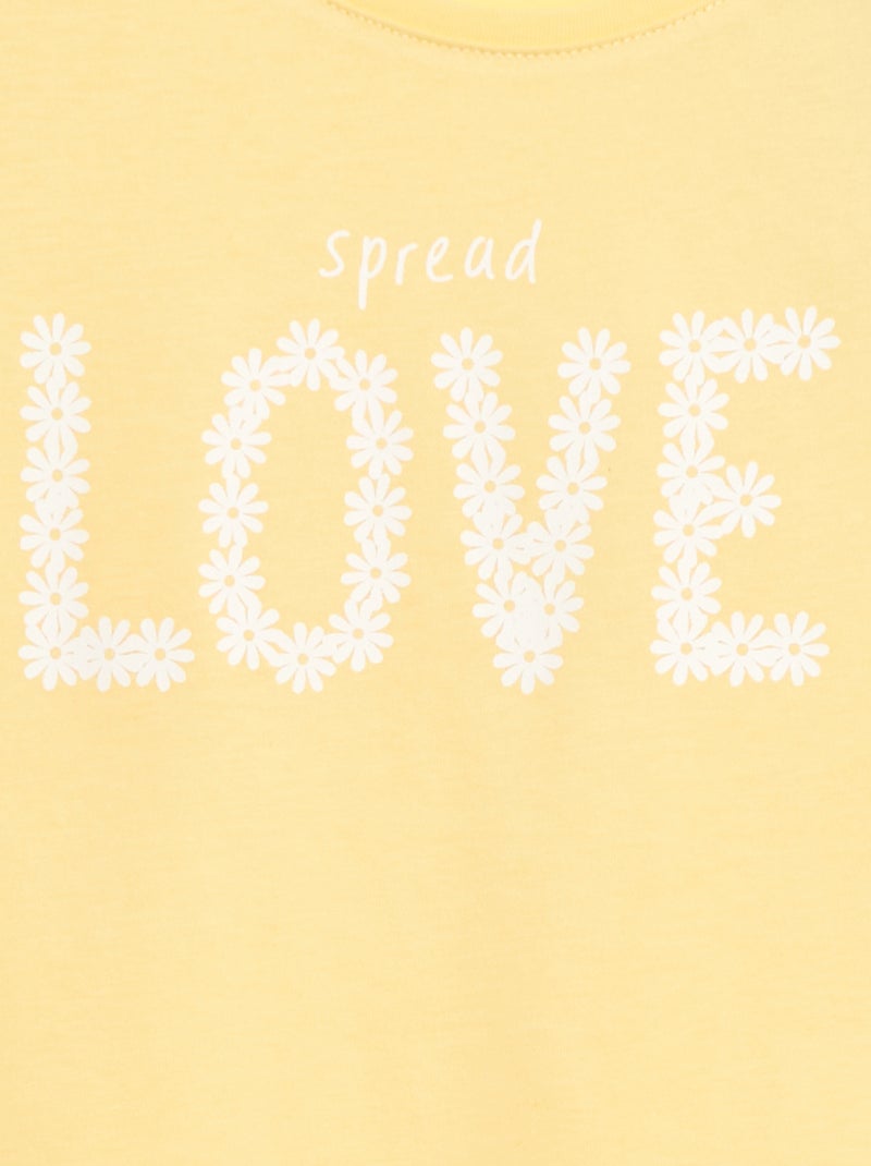 T-shirt imprimé message à manches courtes Jaune - Kiabi