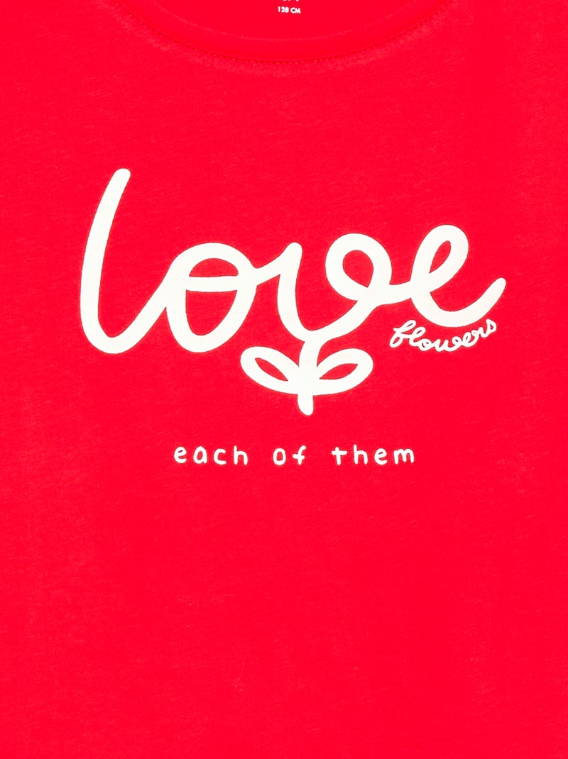 T-shirt imprimé message à manches courtes Rouge - Kiabi