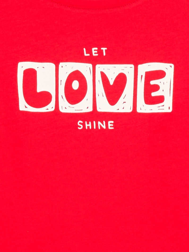 T-shirt imprimé message à manches courtes Rouge - Kiabi
