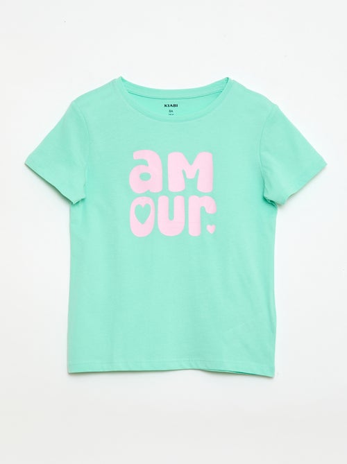 T-shirt imprimé message à manches courtes - Kiabi