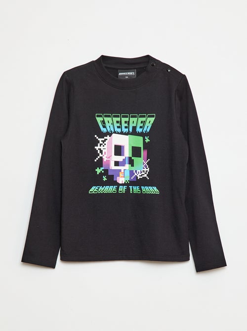 T-shirt imprimé 'Minecraft' à manches longues - collection facile à enfiler - Kiabi