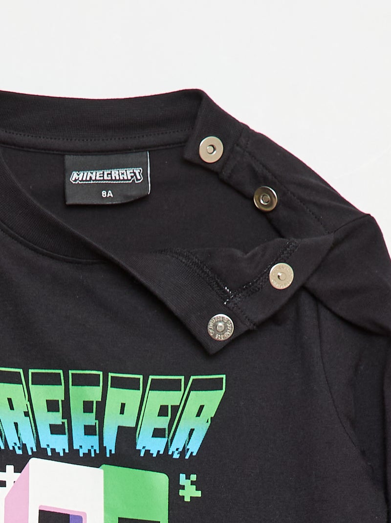 T-shirt imprimé 'Minecraft' à manches longues - collection facile à enfiler Noir - Kiabi