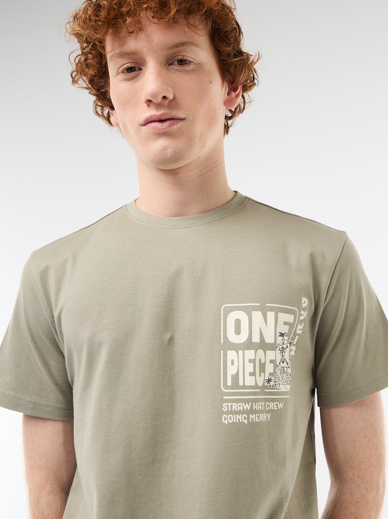 T-shirt imprimé 'One piece' en coton Vert - Kiabi