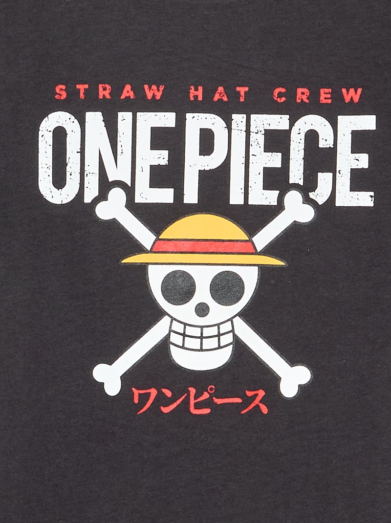 T-shirt imprimé 'One piece' manches courtes en coton Noir - Kiabi