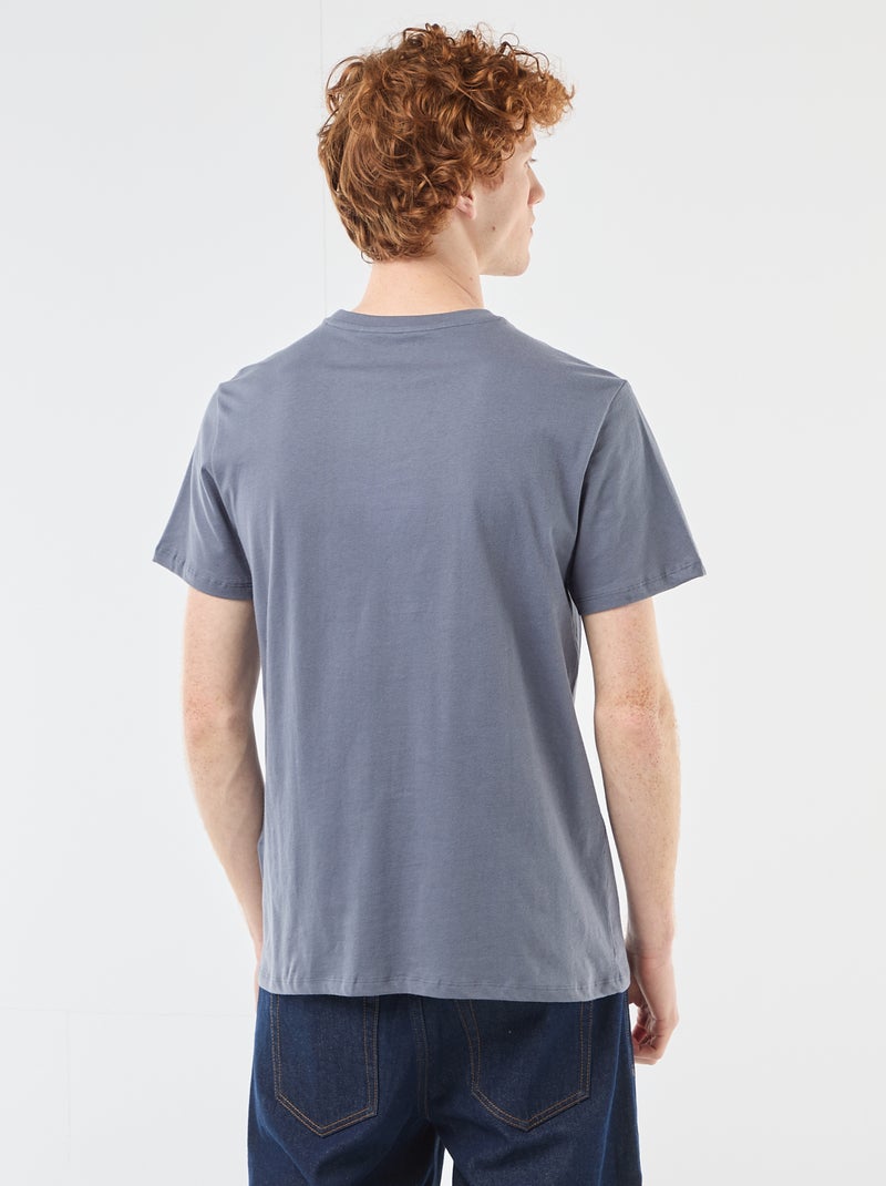 T-shirt imprimé placé en coton uni Gris - Kiabi