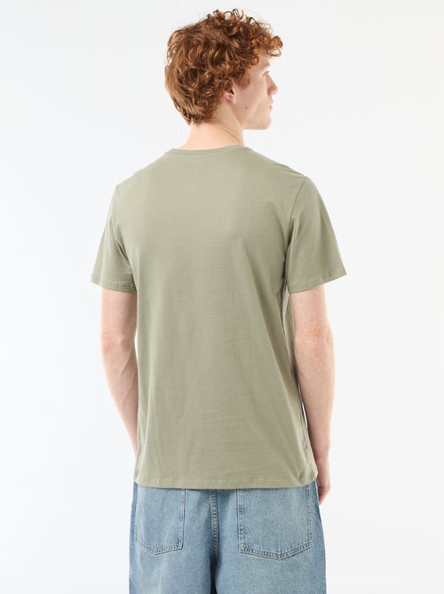 T-shirt imprimé placé en coton uni - Kiabi