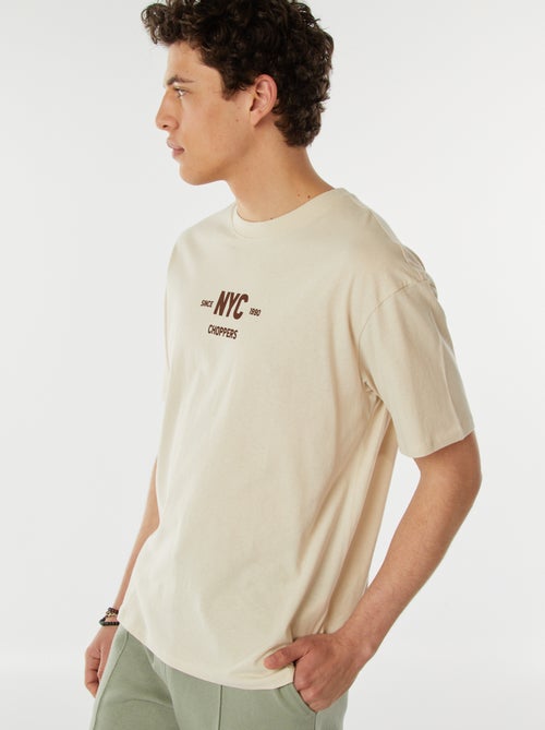 T-shirt imprimé recto-verso manches courtes 'New York' - Kiabi