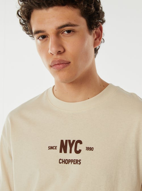 T-shirt imprimé recto-verso manches courtes 'New York' - Kiabi