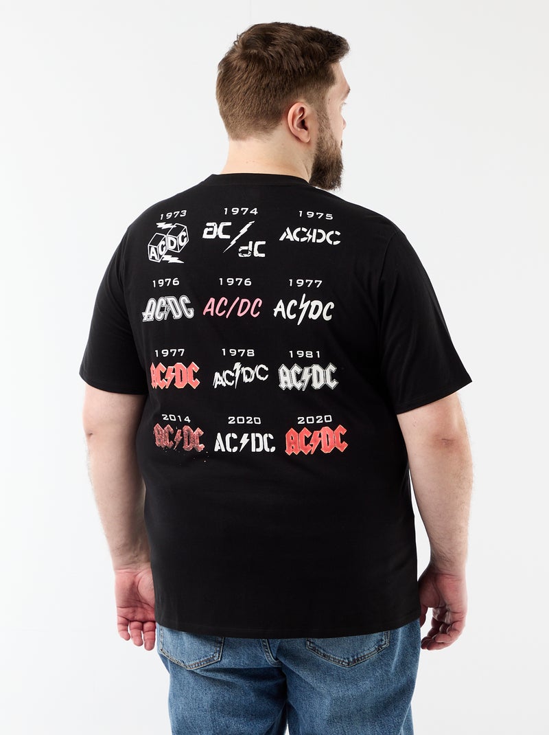 T-shirt imprimé recto/verso 'ACDC' à manches courtes Noir - Kiabi