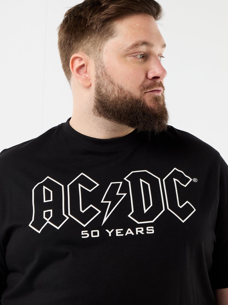 T-shirt imprimé recto/verso 'ACDC' à manches courtes Noir - Kiabi