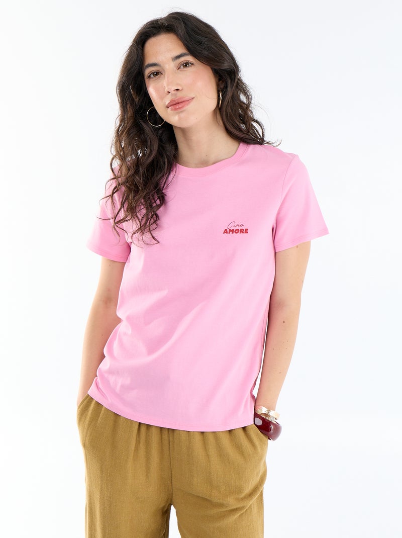 T-shirt imprimé Rose - Kiabi