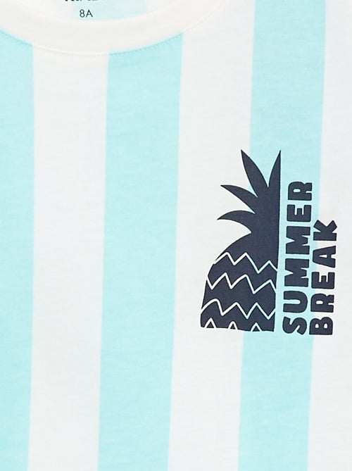 T-shirt imprimé 'summer' manches courtes à rayures - Kiabi