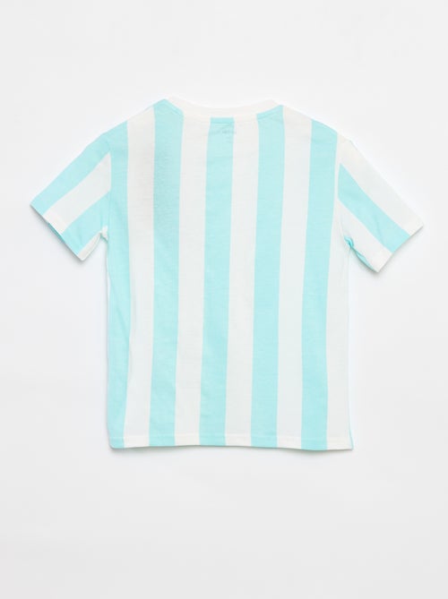 T-shirt imprimé 'summer' manches courtes à rayures - Kiabi