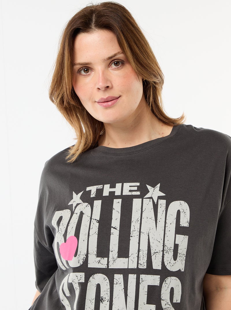 T-shirt imprimé 'The Rolling Stones' manches courtes Noir - Kiabi
