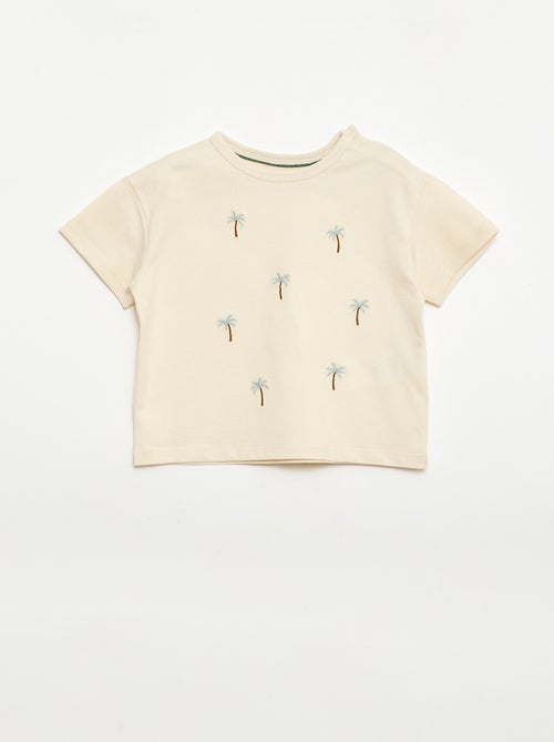 T-shirt imprimé tropique' manches courtes en coton - Kiabi