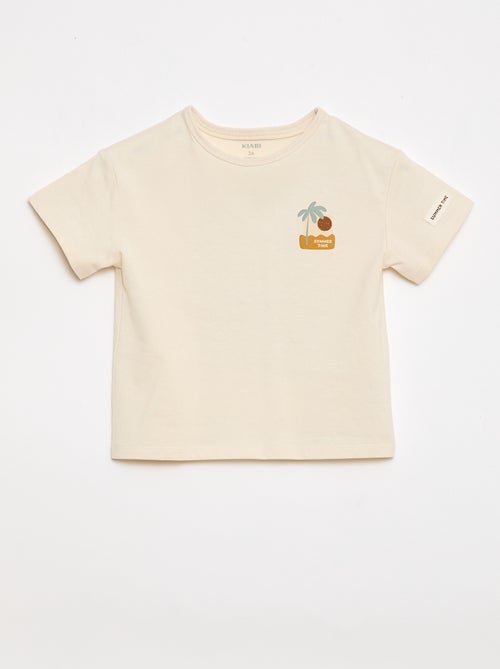 T-shirt imprimé tropique' manches courtes en coton - Kiabi