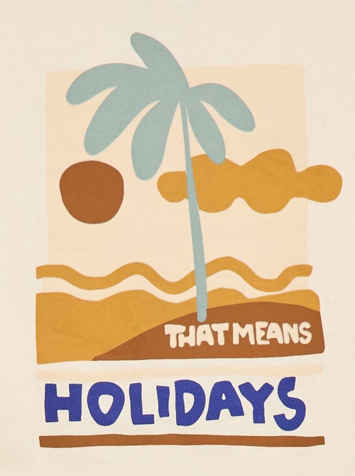 T-shirt imprimé tropique' manches courtes en coton - Kiabi