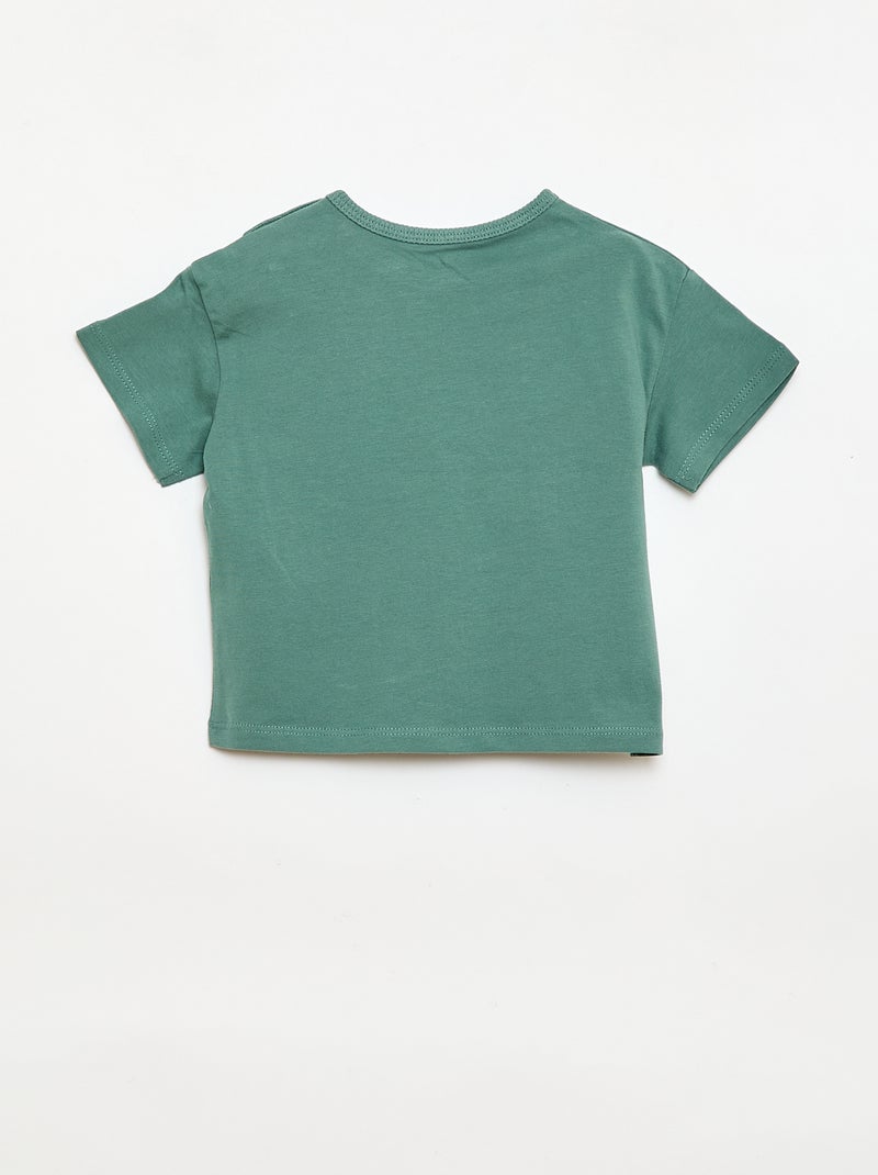 T-shirt imprimé tropique' manches courtes en coton Vert - Kiabi