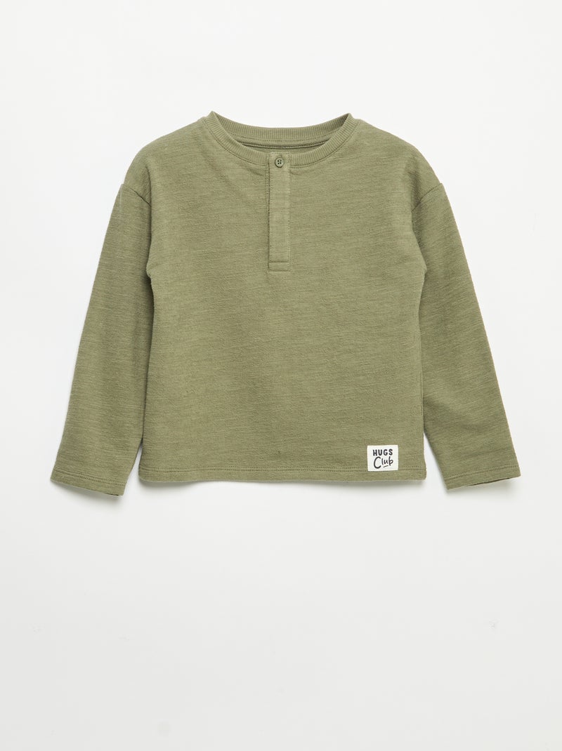 T-shirt in Baby Terry a maniche lunghe Verde - Kiabi