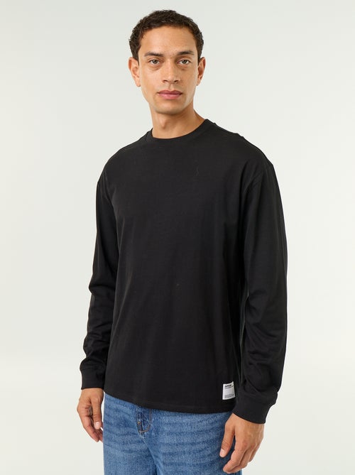 T-shirt in cotone a maniche lunghe e scollo rotondo - Kiabi