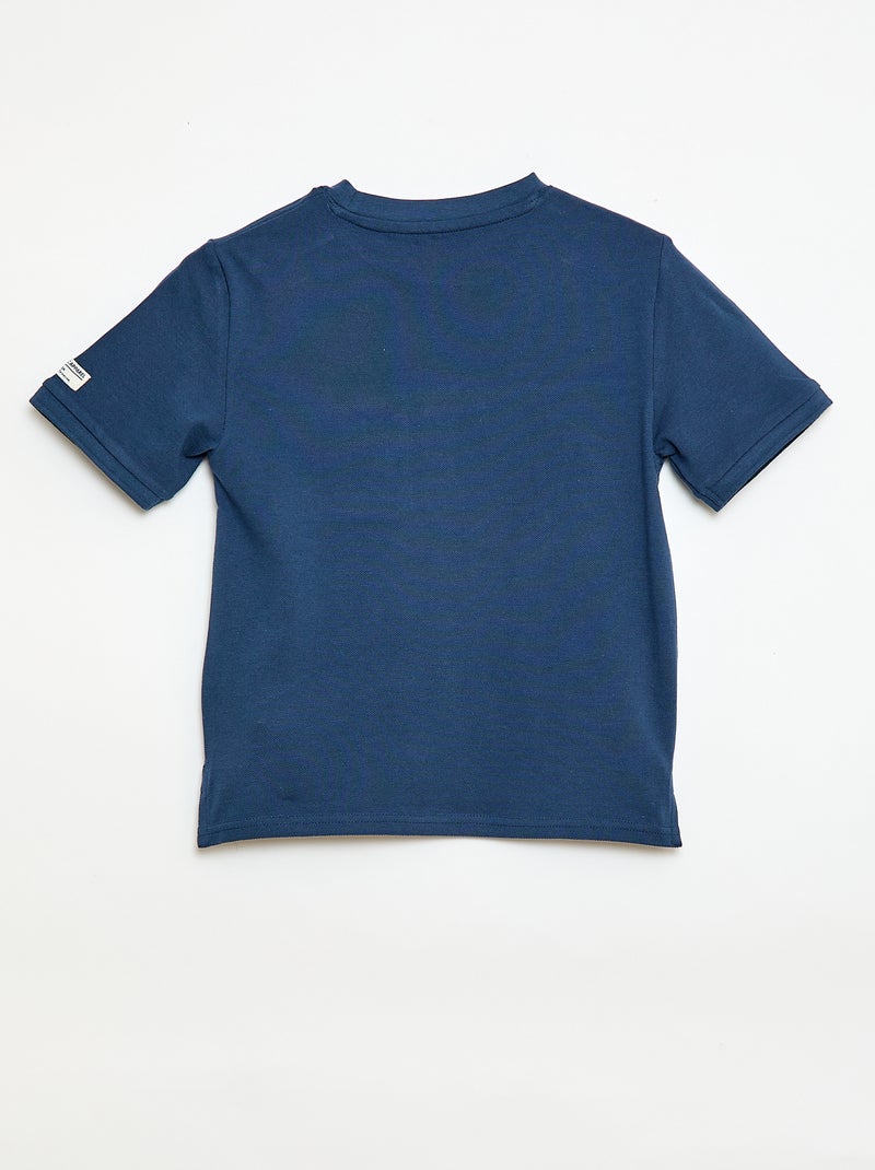 T-shirt in cotone piqué a maniche corte Blu scuro - Kiabi