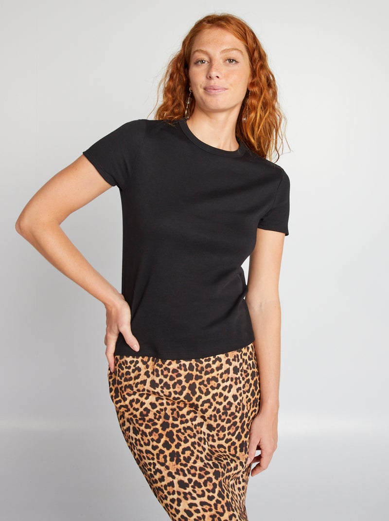 T-shirt in cotone spesso nero - Kiabi