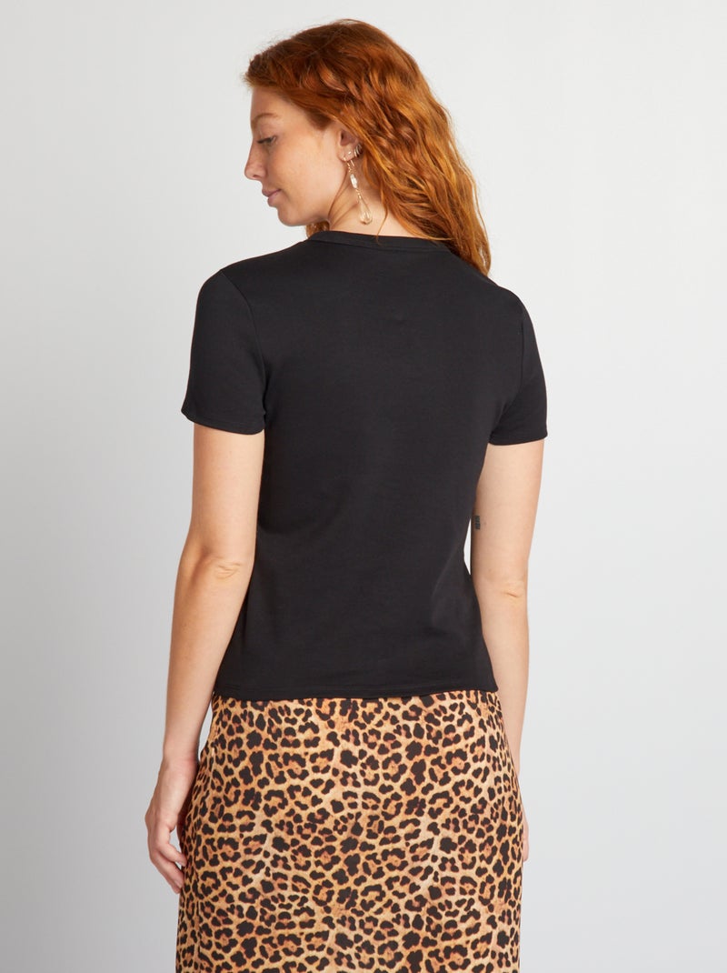 T-shirt in cotone spesso nero - Kiabi