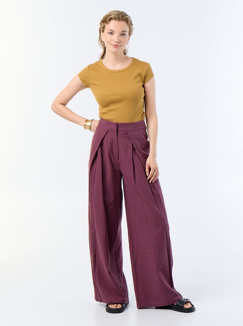 T-shirt in jersey a coste a maniche corte Giallo senape - Kiabi