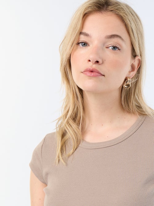 T-shirt in jersey a coste a maniche corte - Kiabi T-shirt in jersey a coste a maniche corte - Kiabi